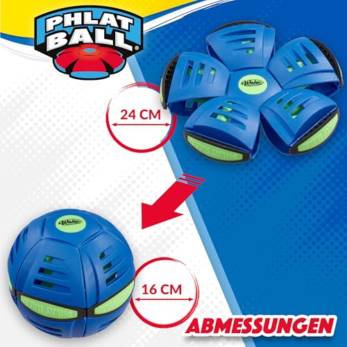 Wahu - PHLAT BALL Classic - Blau - Frisbee & Ball in Einem – Transformierbare Wurfscheibe – Outdoor-Spiel für Kinder ab 5 Jahren – 22,9 cm Frisbee, 15,7 cm Ball – Für Garten, Strand & Park