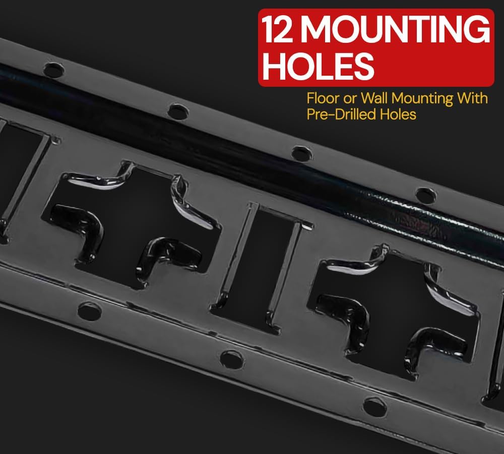 Mytee Products 4 Pack 2 ft X Track Tie Down Rail, ETrack Rail with Horizontal & Vertical Slots, Black Powder Coated Finish 12 Gauge Steel - Allows E-Track Straps in Horizontal or Vertical Alignment