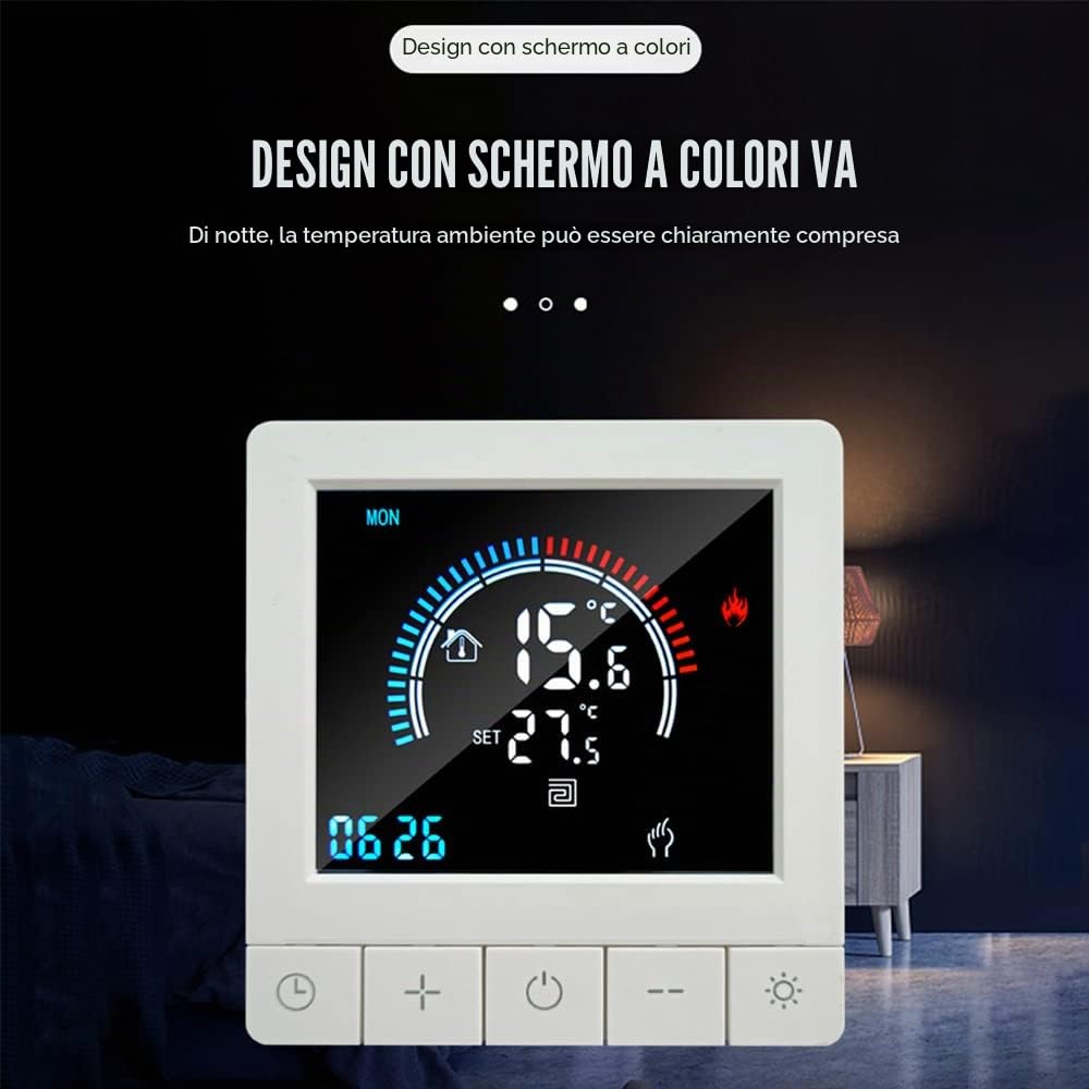 Termostato Digitale Programmabile con Blocco Bambini Display LCD WiFi Sensore NTC Riscaldamento Elettrico Regolatore di Temperatura a Pavimento Caldo Termostato a Parete Intelligente per Home Office