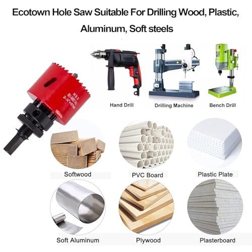 Ecotown 23-Piece Bi-Metal Hole Saw Kit - M42 High-Speed Steel Cutter Set (3/4" / 19mm to 3" / 76mm) for Soft Metal, Plywood, PVC, Plastic and Soft Aluminum- Heavy Duty Deep Hole Cutter Set 4 Ecotown 23-Piece Bi-Metal Hole Saw Kit - M42 High-Speed Steel Cutter Set (3/4" / 19mm to 3" / 76mm) for Soft Metal, Plywood, PVC, Plastic and Soft Aluminum- Heavy Duty Deep Hole Cutter Set - Image 4