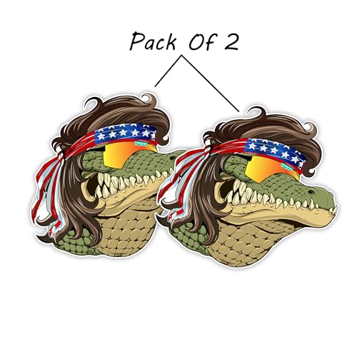 Image of eDesign 2-Pack Alligator Mullet Decal Vinyl - 4 Inches - Patriotic Alligator Mullet Sticker for Car Truck Van Window Bumper Laptop Tablet Cup Tumbler Water Bottle and Any Smooth Surface