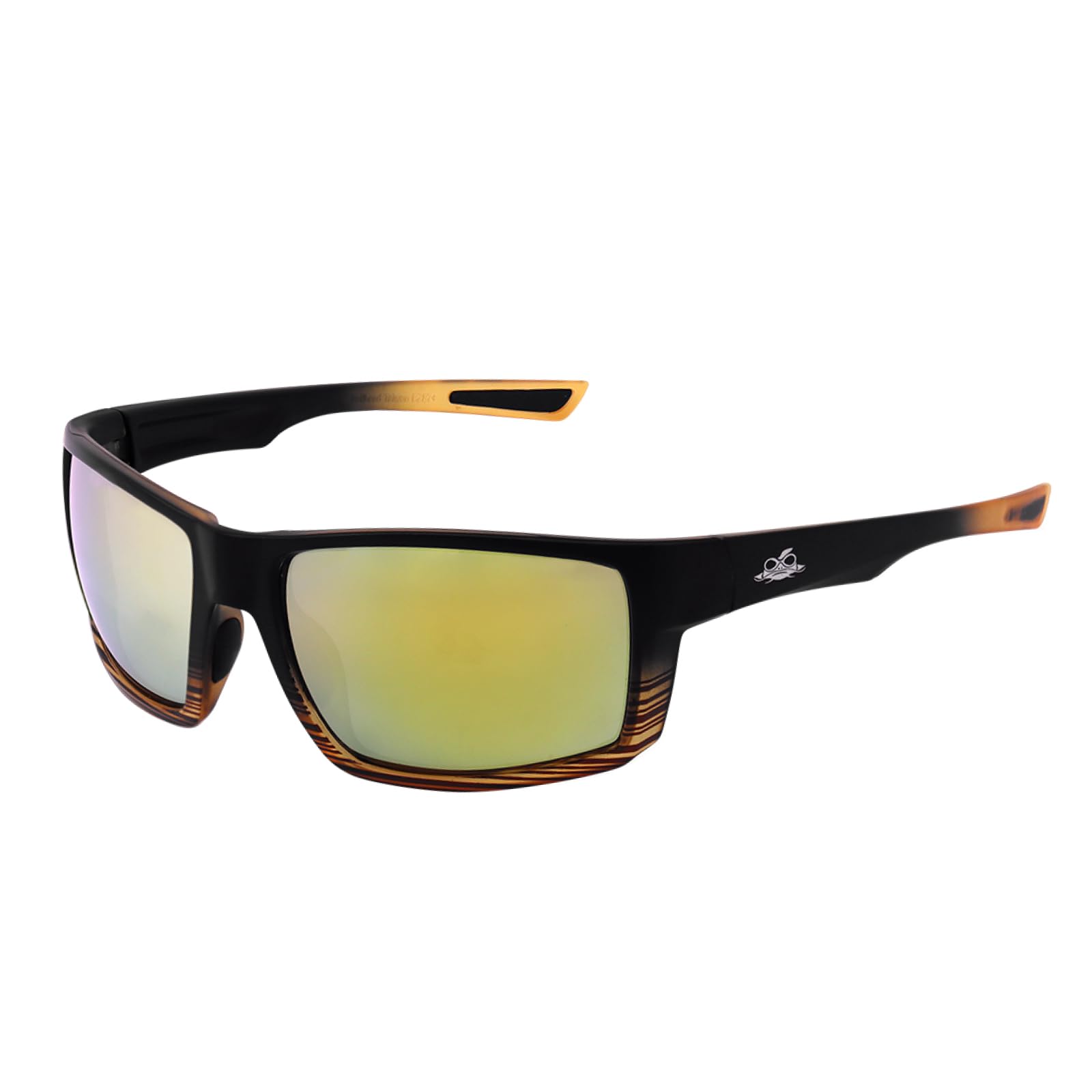 Bullhead Safety Gafas polarizadas Sawfish con tecnología de niebla de rendimiento, ANSI Z87+, luz azul con luz UV y protección antiarañazos, lentes de espejo dorado con marco de tortuga/negro