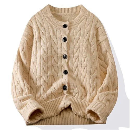 Zadaos Mencardigan Crewneck Sweater Autumn Winter Loose Pattern Casual Winter Chunky Ribbed Pullover2