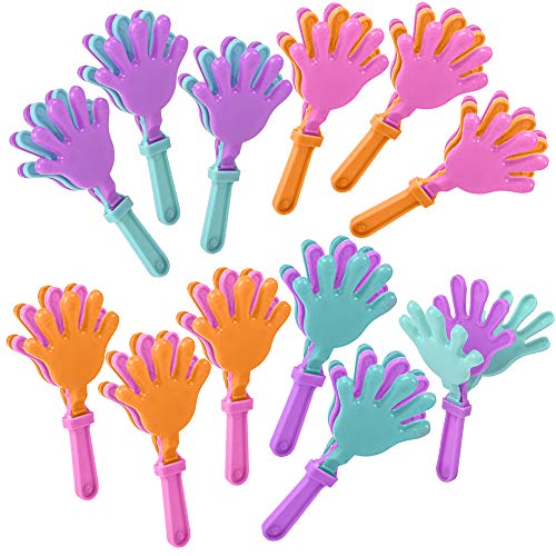 ArtCreativity Hand Clappers Noisemakers - Pack of 24-4 Inches Assorted Plastic Noisemakers for Sports, Parties, and Concerts - Best Birthday Party Favors and Goodie Bag Fillers for Boys and Girls