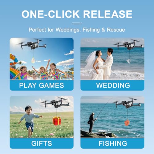 Image of Drone Airdrop System for DJI Mini 4 Pro /Air 3 /Mavic 3 Pro & More - Universal Payload Release Device with 750g Capacity, Delivery Transport Device Thrower for Fishing Bait, Weddings, Rescue (Secure Velcro Mount, Drone Not Included)