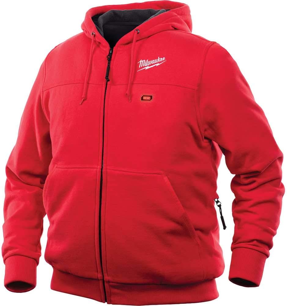 Milwaukee Hoodie M12 12V Lithium-Ion Heated Jacket Front and Back Heat Zones - Battery Not Included - All Sizes and Colors X-Large, Red