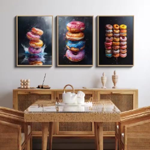 Impression sur toile de desserts et pain 30x50 cm pour décoration de cuisine et salon élégant