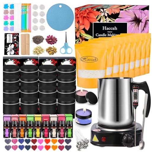 Kit completo de fabricação de velas com derretidor de cera, suprimentos para fabricação de velas, kits de artesanato e artesanato para adultos, iniciantes, incluindo cera de soja, fogão elétrico,