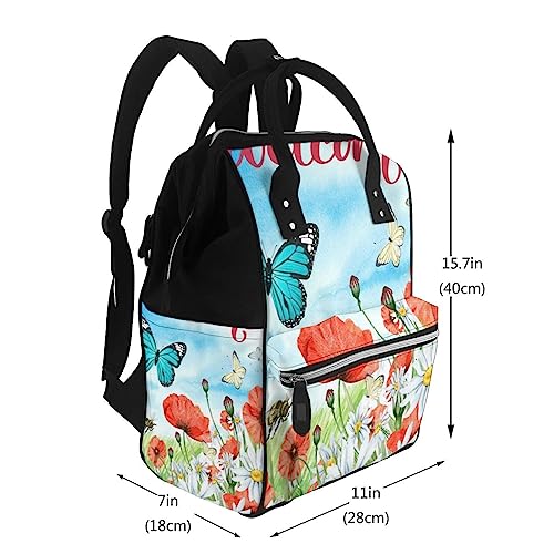 Sac à langer multifonction grande capacité à motif fleurs pour sorties bébé - 2