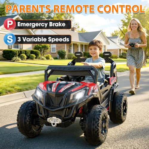Image of ANPABO 24V Ride On Toys for Kids w /Remote Control, 4WD /2WD Switchable, Red