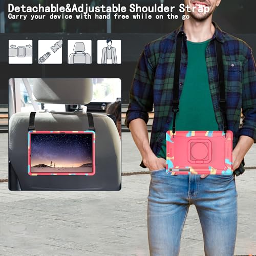Image of Case for Samsung Galaxy Tab S10 FE+ /S10 FE Plus 13.1 Inch 2025 Released - Heavy Duty Impact Resistant Case Cover with Rotating Ring Stand (Candy /Pink)