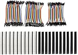 Heevhas 120P 10CM 40pin Jumper Wire Kabel Drahtbrücken Set (Male zu Female, Male zu Male, Female zu Female), 20PCS Kopfleisten Single Reihe 40pin PCB Stiftleiste 2,54mm für Arduino