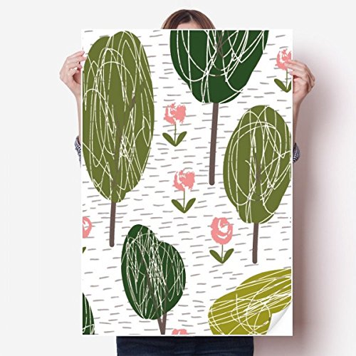 Autocollant mural arbre abstrait multicolore en vinyle de 80x55cm - 2