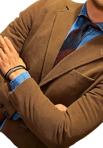 Men's Vintage Casual Corduroy Blazer 2 Buttons Slim Fit Sport Coat with Large Pockets3