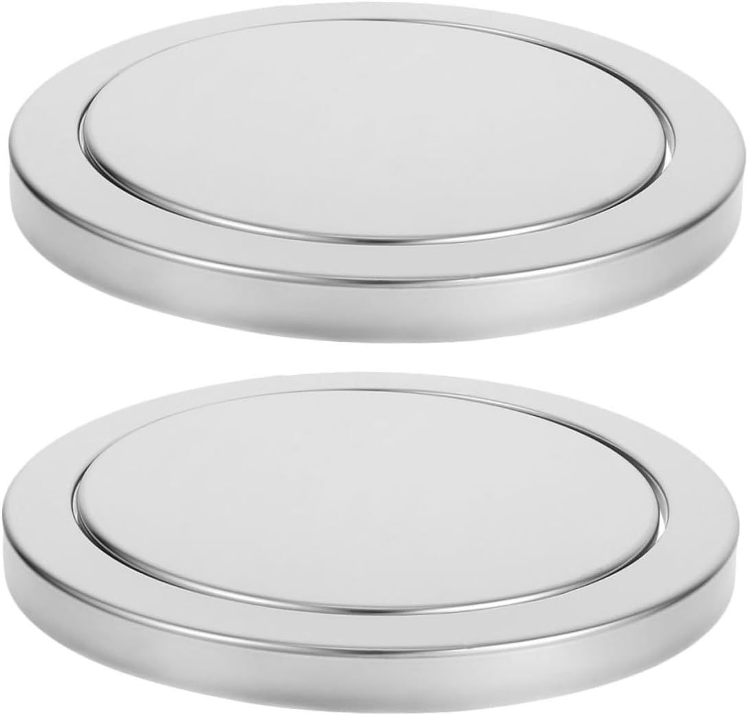 DOITOOL 2pcs Stainless Steel Trash Can Lid Flap-style Swing Cover for 21.5-24cm Countertop Opening Recessed Waste Bin Replacement Lid for Kitchen Bathroom