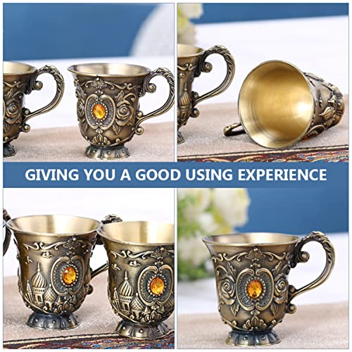 Veemoon Metal Cup Unique Shot Restaurants Pattern Accessories Chic Champagne Nordic Glasses Whiskey Flower Cup Vintage Gothic Mini Brass Chalice Liqueur Beer Dinner Retro Jucie Party Champagne Glass #TOP1