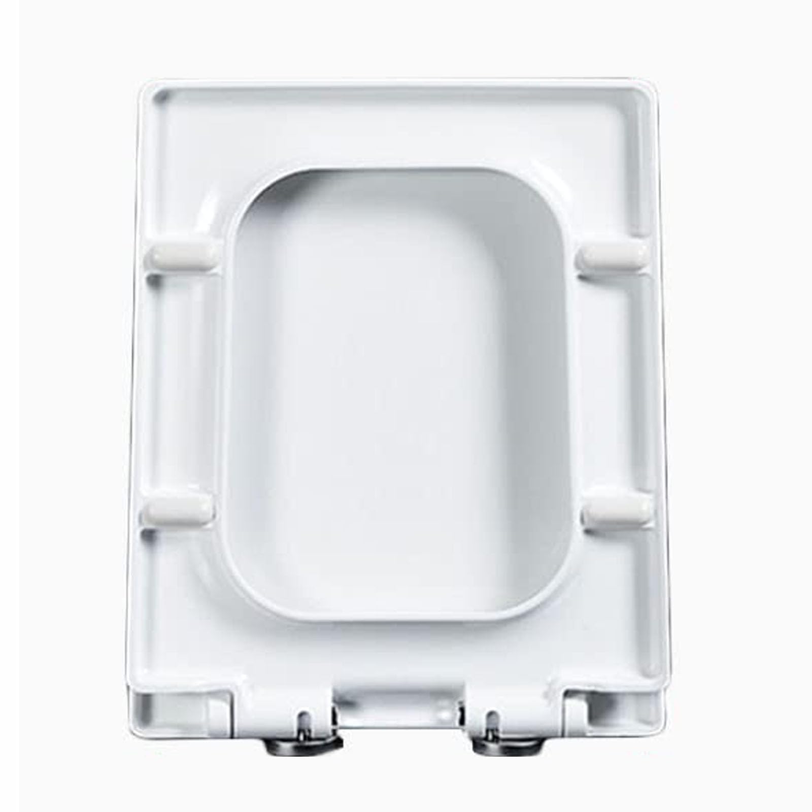 Tapa WC Universal, Asiento para Inodoro, Asiento de Inodoro en Cuadrado, Tapadera WC Blanco de Cierre Suave con Liberación Rápida para una Limpieza Fácil, PP, 45x36.5cm