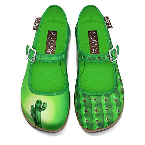Image of Hot Chocolate Design Chocolaticas Funky Ballerina Mary Jane for Women, Cactus, 5 Women