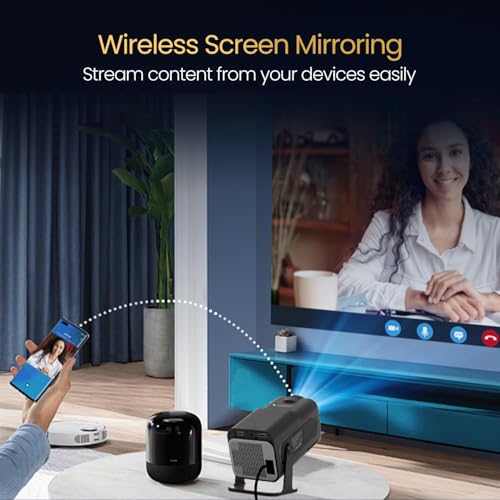 Image of RAXOR Android Smart Projector with 4K Ultra HD Resolution, Rotatable Design, Built-in Streaming Apps (Netflix, Prime Video, Hotstar), 4500 Lumens, Screen Mirroring, 5 Watt Speaker(Black)