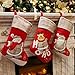 Wewill Brand Lovely Christmas Stockings Set of 3 Santa,Snowman Reindeer Xmas Character 3D Plush Hanging Tag Knit Border 17 Inch (4)