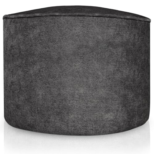 Aiire Reposapies Puff Salon Redondo - Puf Almacenaje de Terciopelo Rústico Moderno o Taburete para Reposa Pies Sofa - Cojin de Suelo XXL para Decoracion Hogar Gris