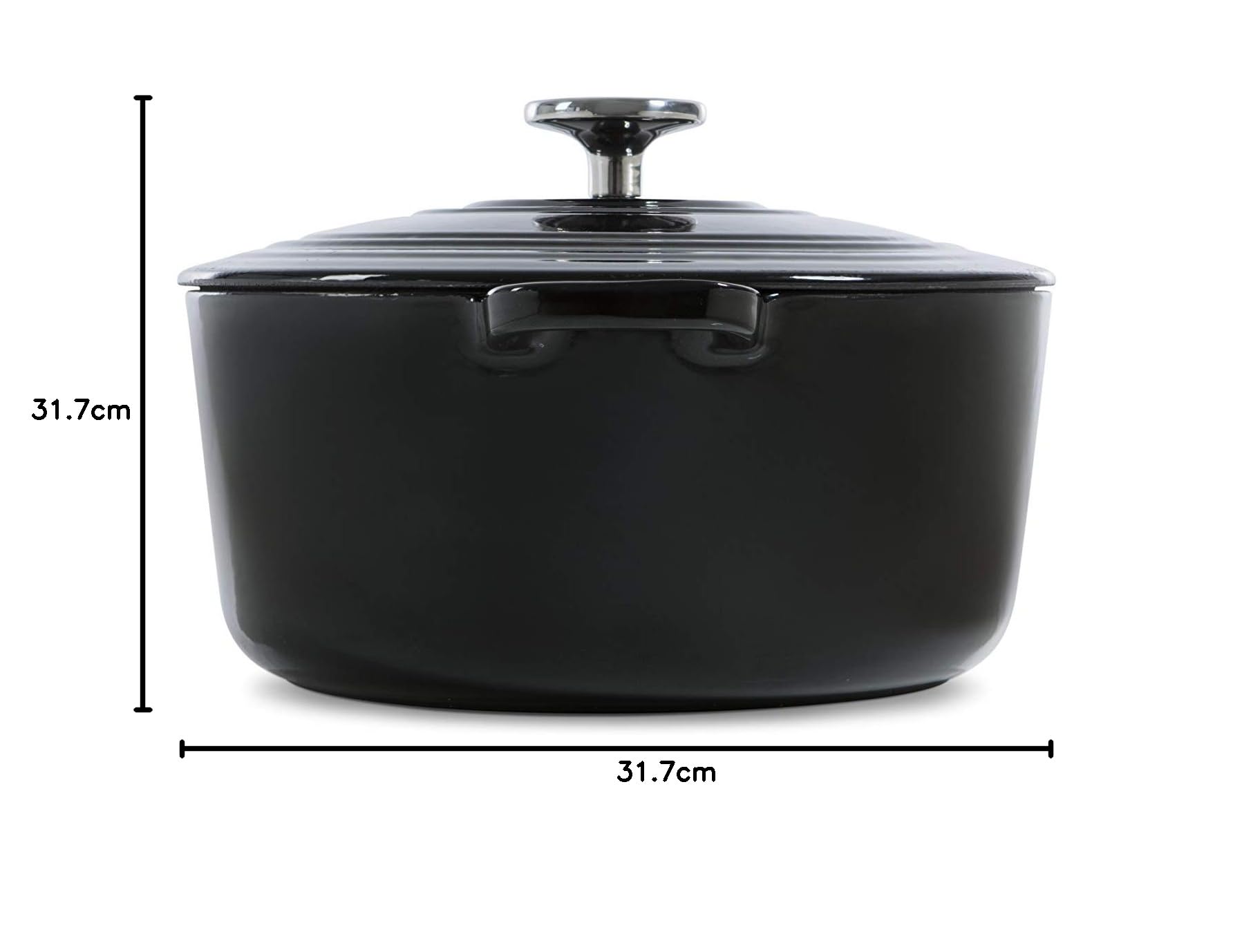 BK Cookware Ghisa Smaltata Tedesca, 24 cm/4,2 litri Casseruola avec Couvercle, Forno Olandese, Fornello a Induzione, Lavabile in lavastoviglie, Forno fino a 220°C, Nero