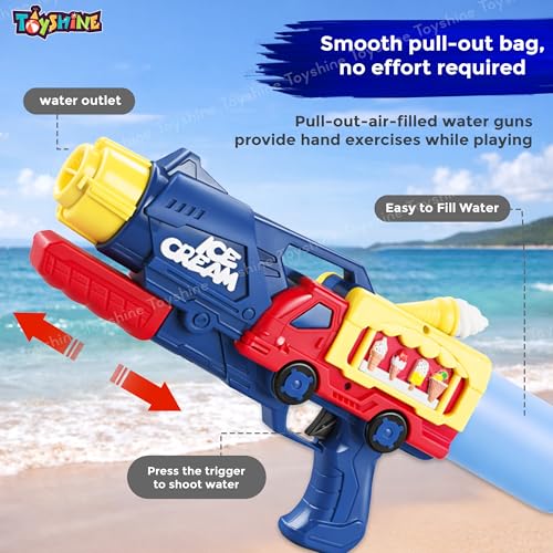 Image of Toyshine Ice Cream Truck Design Handheld High Pressure Water Gun Squirt Pichkari Perfect for Holi Festival & Summer Outdoor Fun for Kids Boys Girls 4 & Above