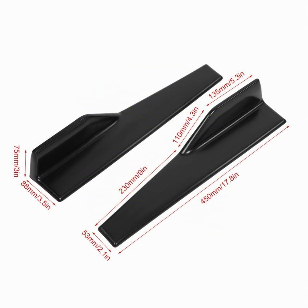 Jupes Latérales Universelles de Voiture, 2 Pièces, Diffuseur Canard, Extensions Splitter, Noir Brillant, Accessoires de Carrosserie