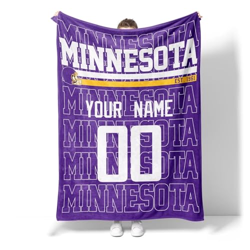 Image of ANTKING Minnesota Throw Blanket for Men Women Boy Custom Name and Number Gifts
