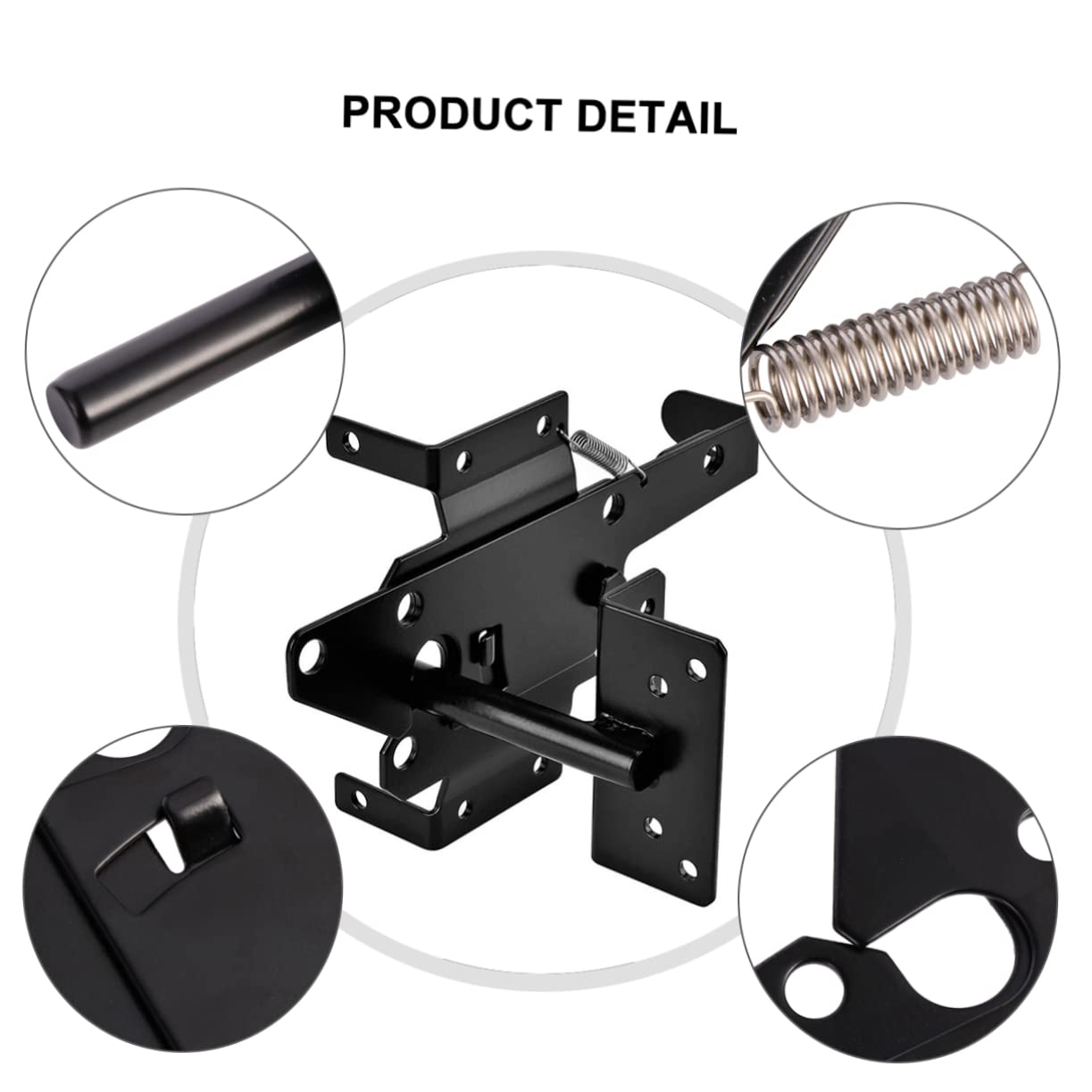 Loquet Autobloquant de Porte à Montage sur Poteau Noir