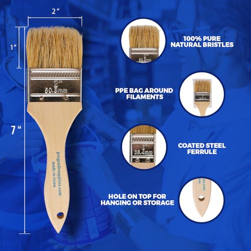 Pro Grade - Chip Paint Brushes - 96 Pack - 2 Inch - Chip Brushes - Versatile for Paints, Stains, Varnishes - 2 Inch Light Brown Chip Brushes Multi-Purpose Use by Pro Grade - Image 6