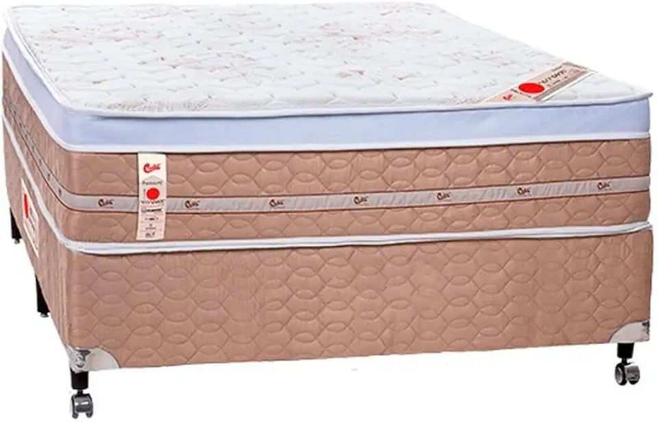 Cama Box + Colchão Castor Com Massageador Casal Niponpedic One Face Tecnopedic 138x188x59cm