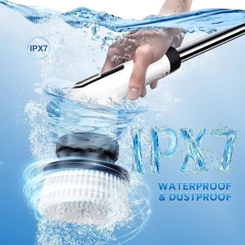 FYDEE Cepillo Electrico Limpieza Hogar, Cepillo Limpieza Hogar con 7 Cabezales Reemplazables y Impermeable IPX7, Fregadora Giratoria Eléctrica, Cepillo para Limpieza del Hogar, Baño, Suelos, Azulejos - imagen 4
