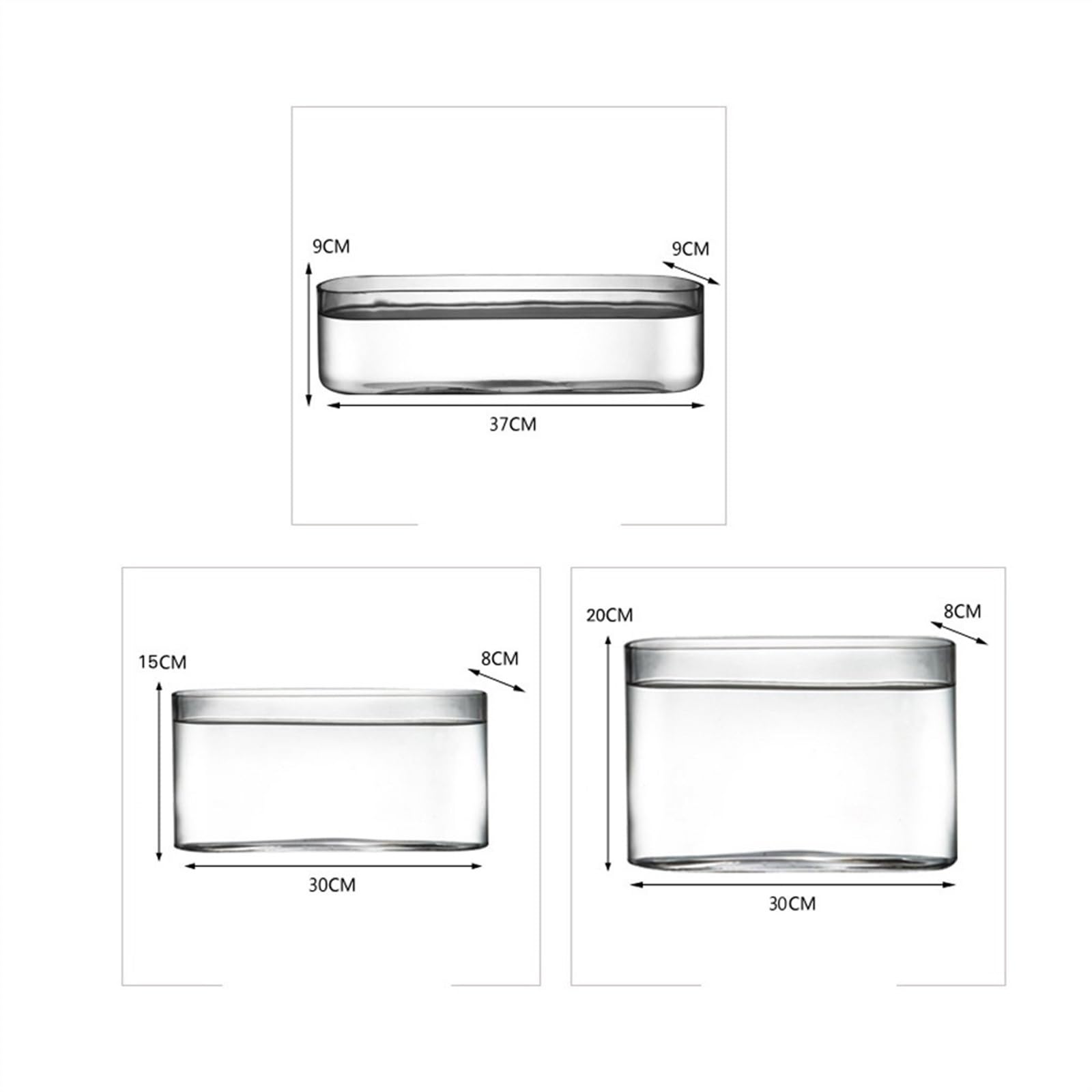 Acuario Tanque de Peces de Vidrio pequeño, Tanque de Peces Rectangular, Acuario, Tanque ecológico, Vidrio Transparente, Sala de Estar, Oficina, Escritorio, decoración de pecera Peces Acuario(Grande)