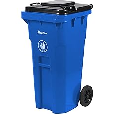 96 Gallon Heavy Duty Trash Can - Durable Plastic Garbage Bin with Lid and Wheels - Rugged Outdoor Waste Container for Residential, Commercial, Indoor, and Curbside Use