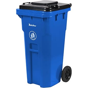 96 Gallon Heavy Duty Trash Can - Durable Plastic Garbage Bin with Lid and Wheels - Rugged Outdoor Waste Container for Residential, Commercial, Indoor, and Curbside Use