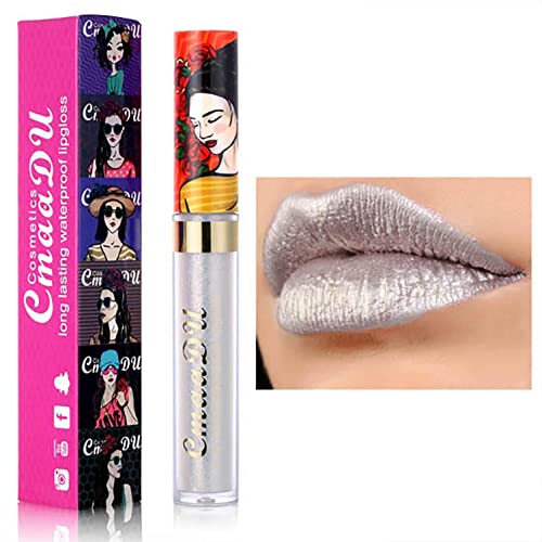 Lip Gloss Matte Metallic Color Liquid Lipstick Long Lasting Waterproof Not Stick Cup Fashion Diamond Shimmer Lip Makeup Lip Tint #TOP1