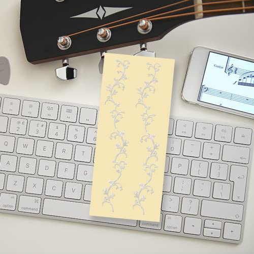 Pligreat 2 Pcs Guitar Inlay Stickers, Guitar Fretboard Markers Silver Vines Decals For Acoustic Guitar Electric Guitar Bass Decor Musical Instrument Decorations Removable Diy Guitar Neck Stickers #TOP4