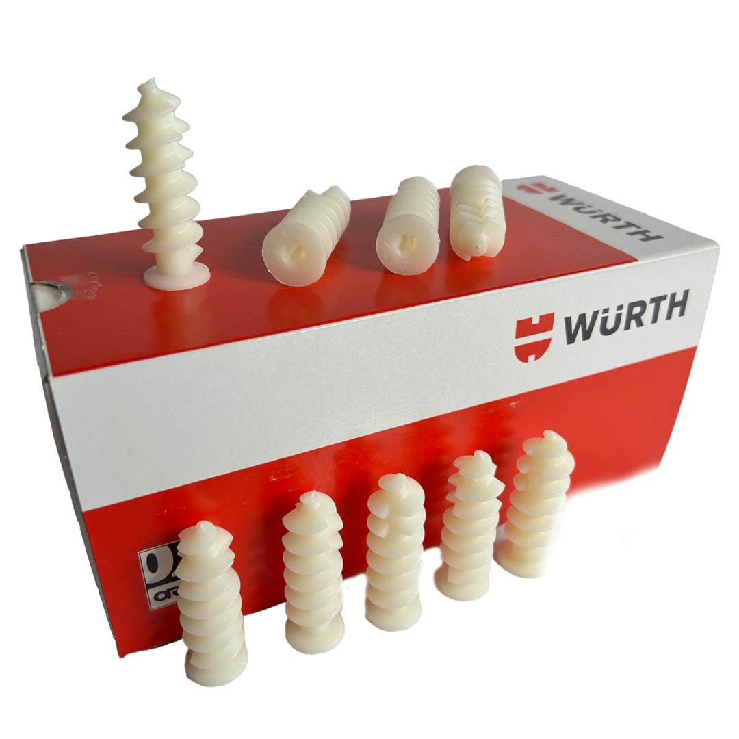 Würth 100x Leichtbaudübel W-KL 18x50mm aus ABS-Kunststoff für untergeordnete Befestigungen in Porenbeton inkl. Setzwerkzeug 090350