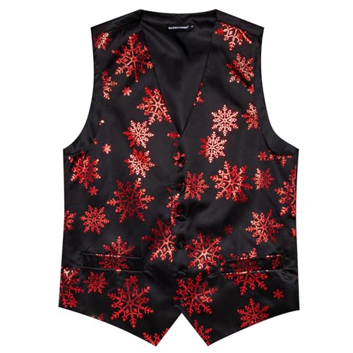 Image of Barry.Wang Mens Red /Green Christmas Suit Vest Holiday Xmas Waistcoat Tie Set Party Tuxedo