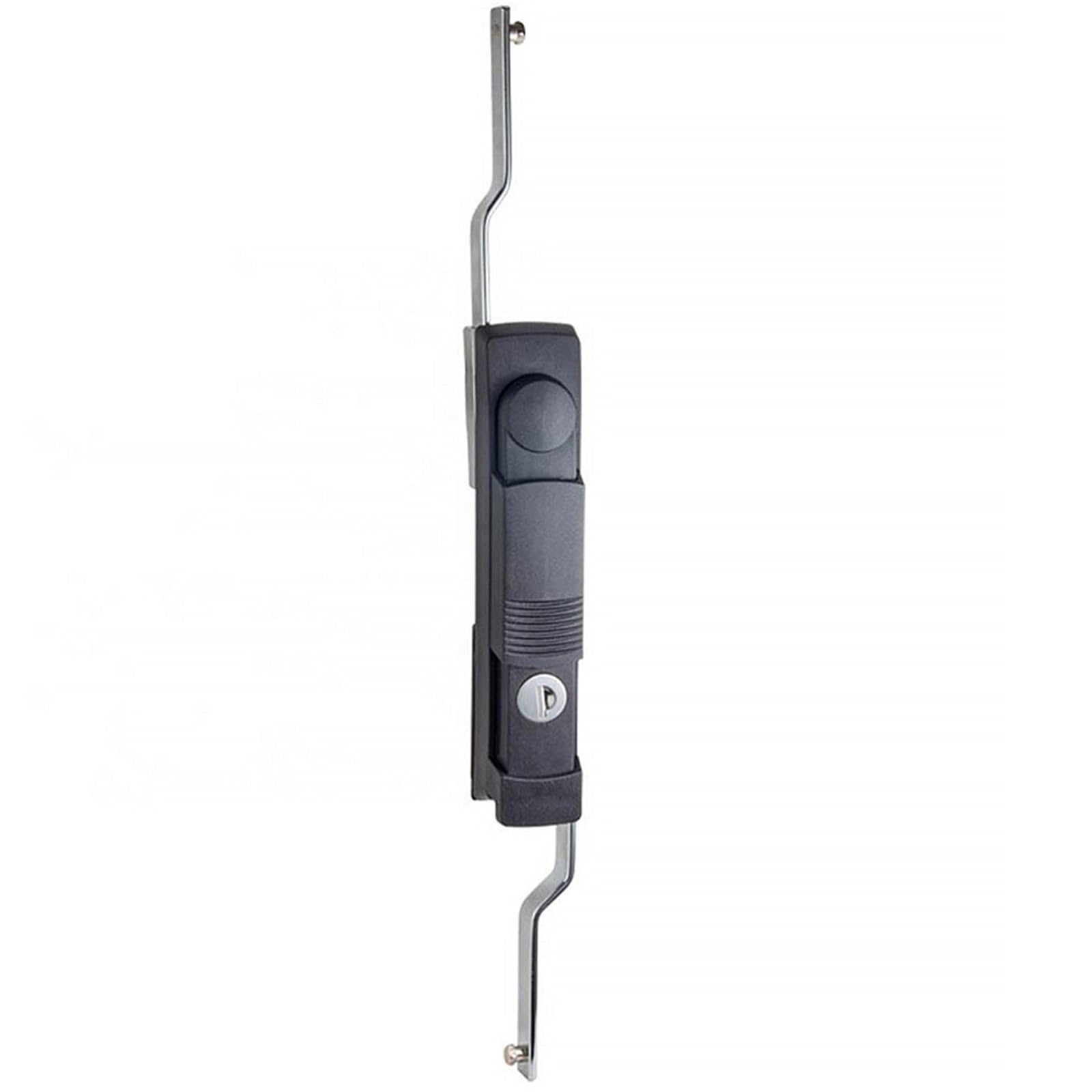 Cerradura de puerta de armario eléctrico de tres puntos PA66, material negro mate, superficie, varilla de control, 1 unidad
