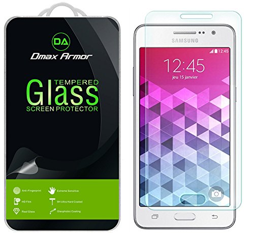 Samsung Galaxy Grand Prime Glass Screen Protector, Dmax Armor [Tempered Glass] Ballistics Glass, 99% Touch-Screen Accurate, Anti-Fingerprint, Bubble Free [0.3mm] Ultra-Clear -Retail Packaging