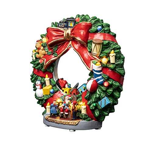FG Square Accesorio animado de pueblo navideño - Corona de Navidad