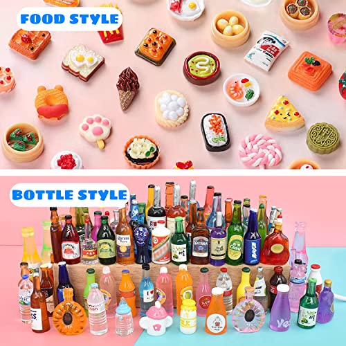 50 Pack Mini Food & Drink Models with 1 Black Storage Bag, Kids Playset, Kids Role Playing Toys, simulation Food Toys, DIY Supplies, Learning Toy Gifts, Pretend Kitchen Accessories (Random Styles)