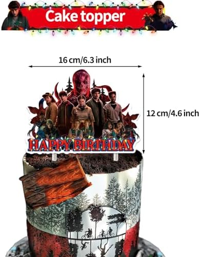 44Pcs Stranger Season 5 Things Birthday Party Decorations Set - Movie Theme Anime Theme Supplies Include Balloons, Banner, Cake Topper & Cupcake Toppers for Fans Lover Girls Boy - 3