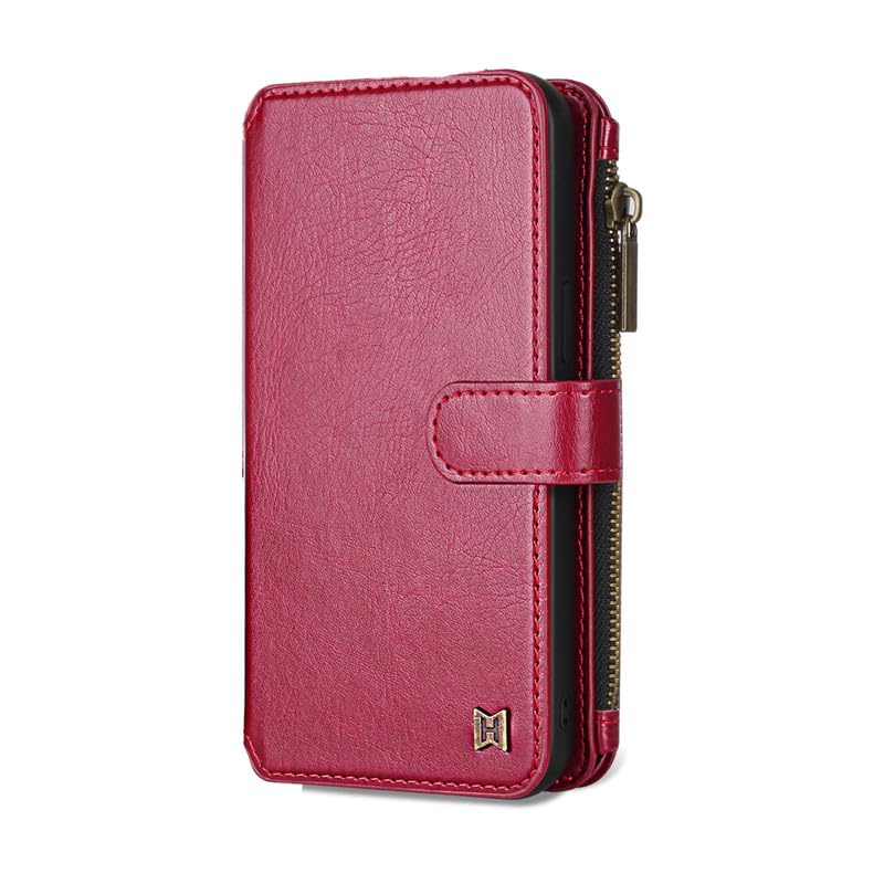 Galaxy S26 Handy Hülle【Abnehmbar, Mutil-Funktion】 Wallet Case Magnet Klapphülle PU Leder Etui Flip Cover Geldbörse Geldbeutel für Samsung Galaxy S26 - Rot