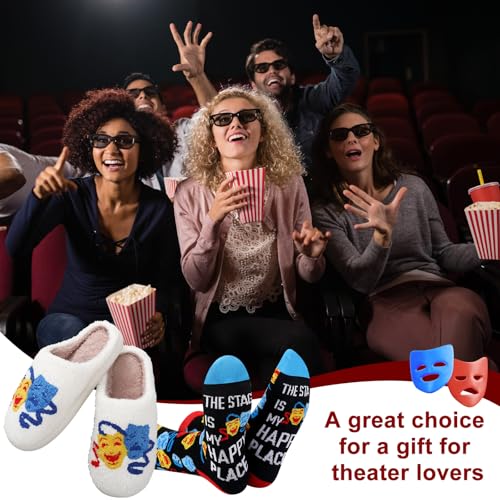 Geyoga Theatre Mask Slippers Sock Lover Gift Women Fluffy Plush Non Skid House Musical Theater Slippers Christmas Gift4