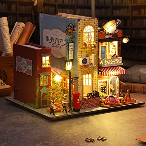 DIY Puppenhaus Miniatur-Holzmöbel-Set, Puppenhaus-Set mit staubdichter Abdeckung und Spieluhr, handgefertigtes Mini… – Bild 8
