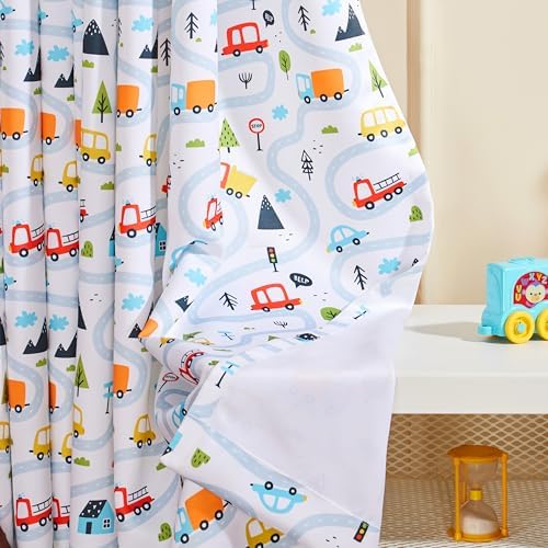 Image of Amazon Basics - Kids Room Darkening Digital Printed Window Curtains, 80-85% Room Darkening | 5 Feet |Set of 2| Digital Print | Kids Curtain |for Living Room and Bedroom | 115cmx 150cm, Design-Car