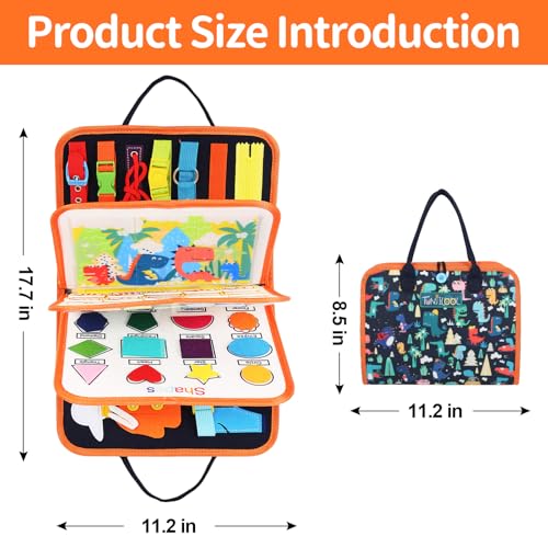 Image of TUNJILOOL Montessori Busy Board - 8-in-1 Sensory Activity Book with Detachable Pages, Travel-Friendly Learning Toy for Fine Motor Skills & Preschool Education